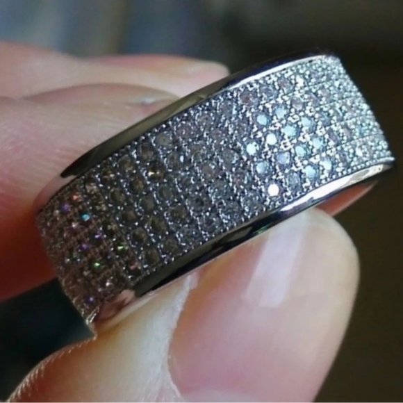 NEW Unisex 925 Silver Luxury Diamond Ring